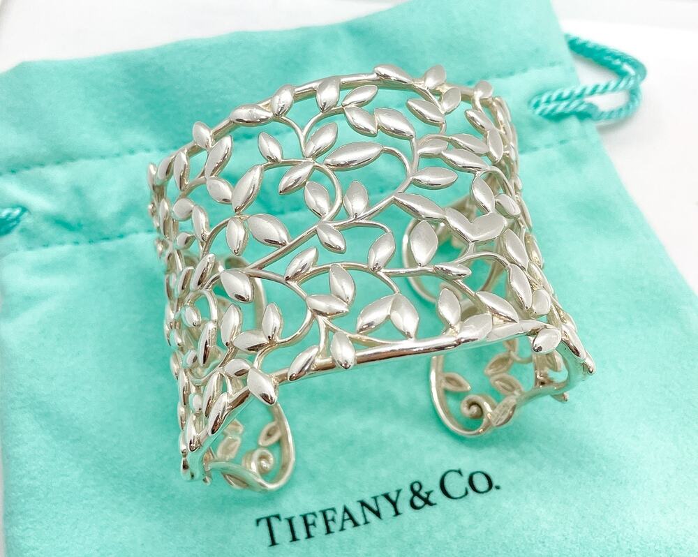Tiffany & Co. WIDE Paloma Picasso Olive Leaf Cuff Bracelet Sterling Silver 6.25"